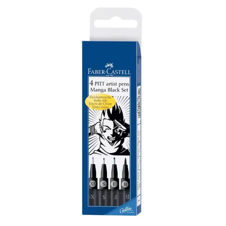 Faber-Castell Tuschestift Pitt artist pen Manga Set, schwarz, 4er Etui