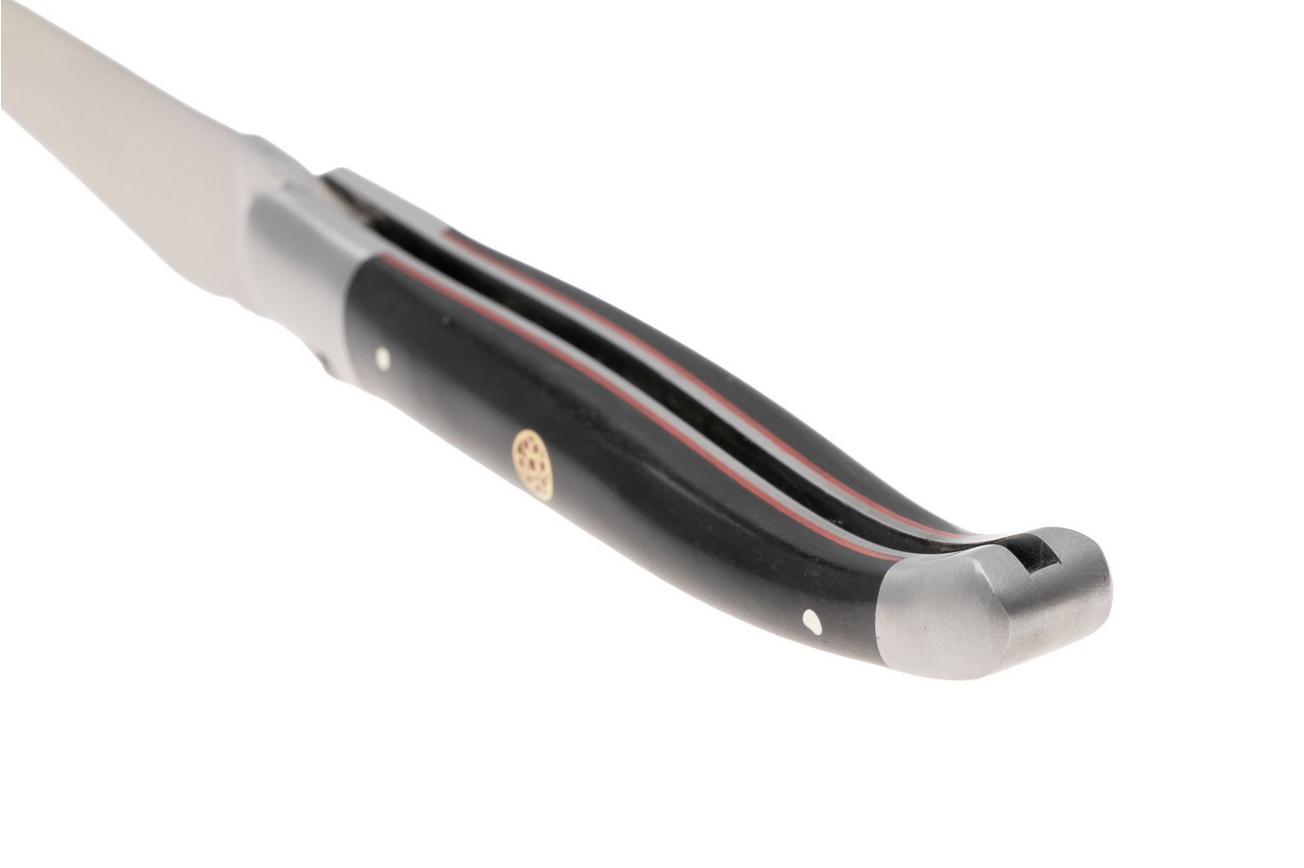Laguiole en Aubrac Ebony Red Mosaic Pin, Red Inlay, Matt Bolster, zakmes, 12 cm