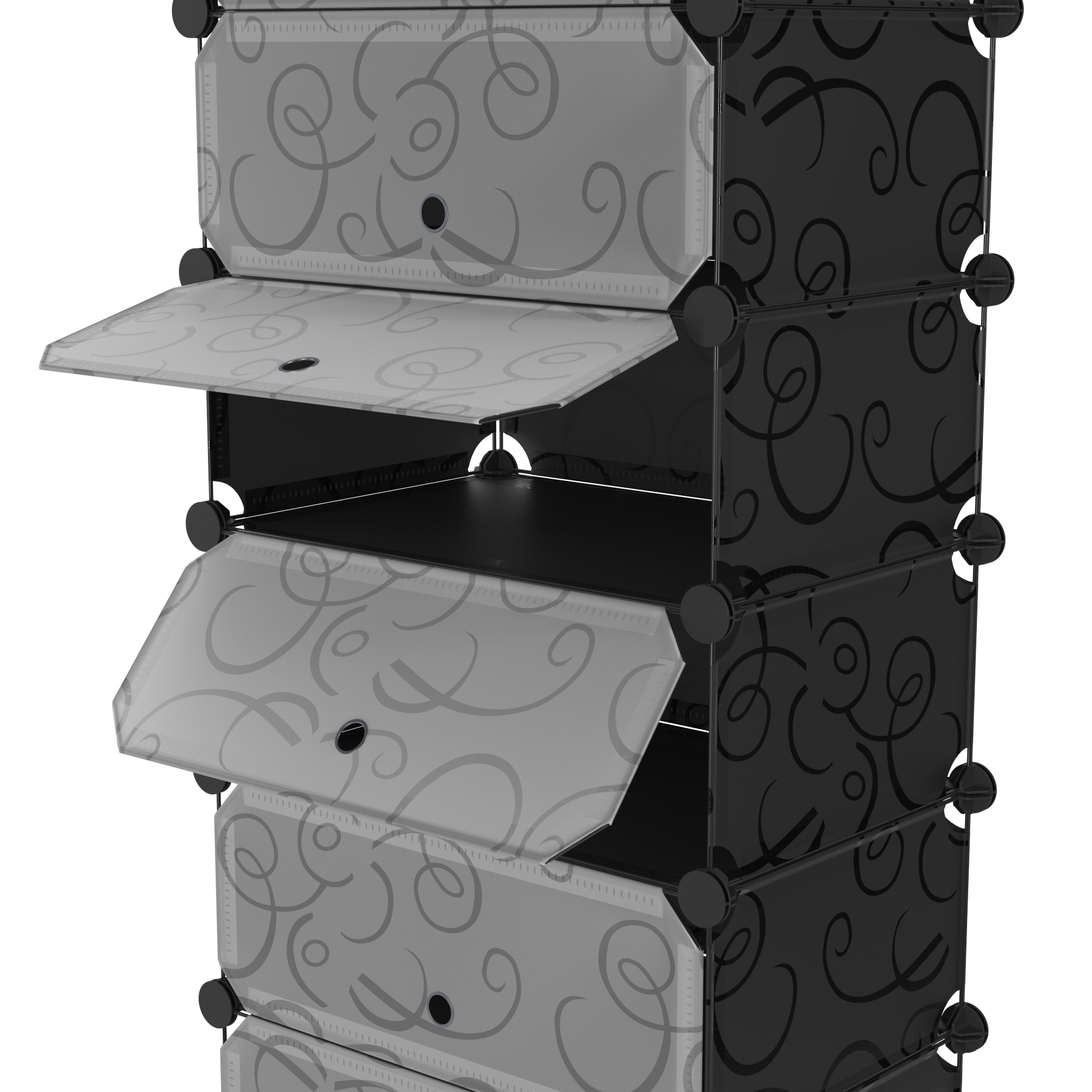 Schuhschrank Steckregal schwarz 10 Boxen