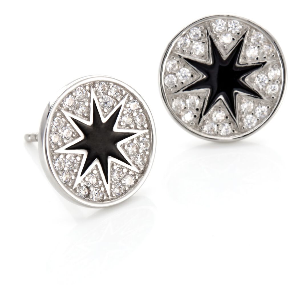 Boucles D'oreilles Puces Argent Blanc Winston Oxydes De Zirconium