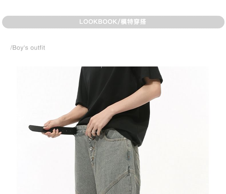 FAERIS - Hoge taille tweekleurige wijde pijpen jeans
