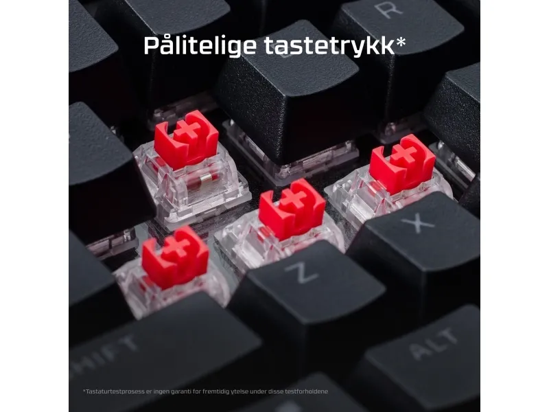 HyperX Alloy Rise - Tastatur - 100% fuld størrelse - bagbelyst - USB-C - QWERTY - Pan Nordic - tastaturkontakt: HyperX Linear - sortering