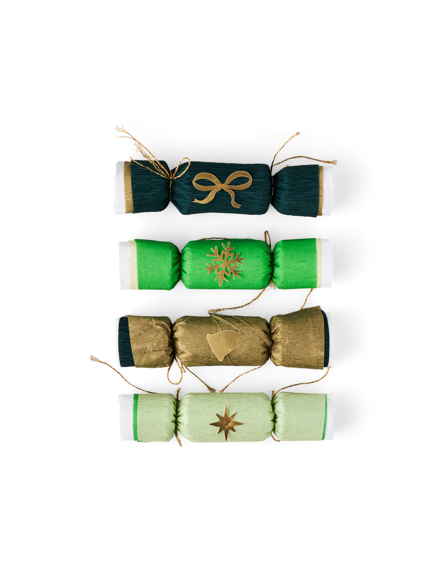 Dekorative juleknallerter | Papir. 4 stk. | Dark Green