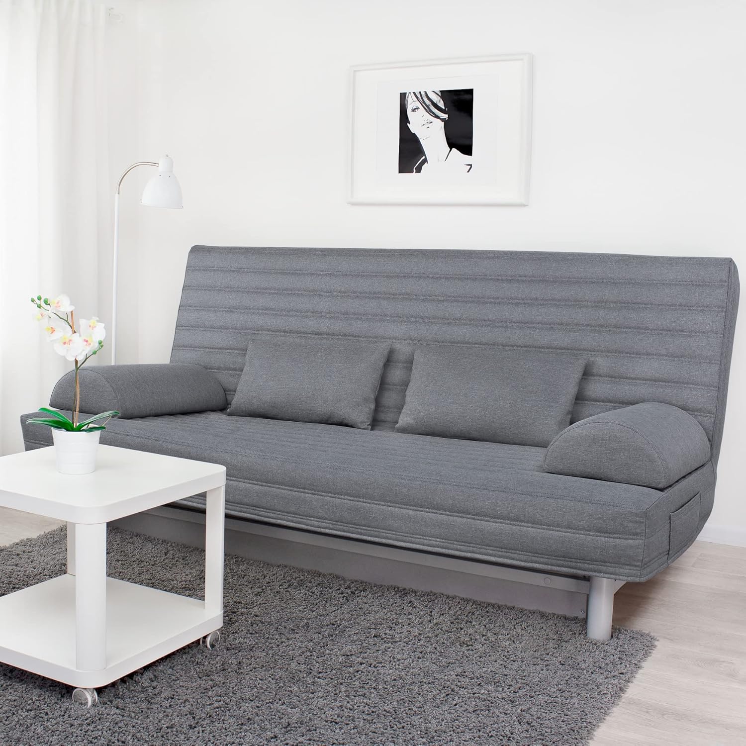Gesteppter Bezug für Beddinge 3-er Bettsofa Streifen (Dark Gray L06)
