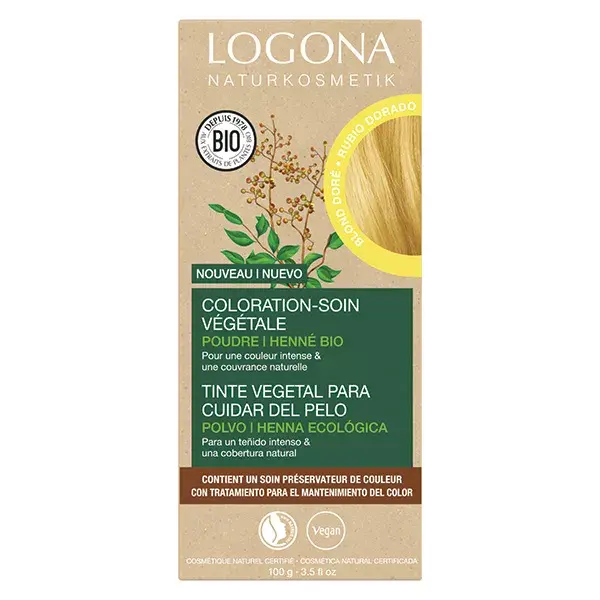 Tratamento de coloração para cabelos loiro dourado Logona 100g