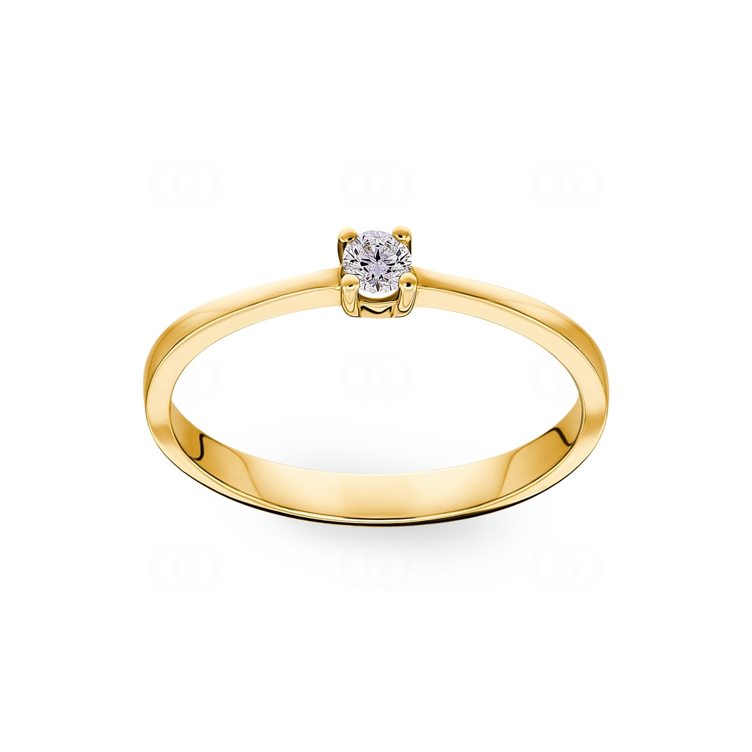 Verlobungsring 750/18 K Gelbgold mit Diamant 0.10 ct H/si