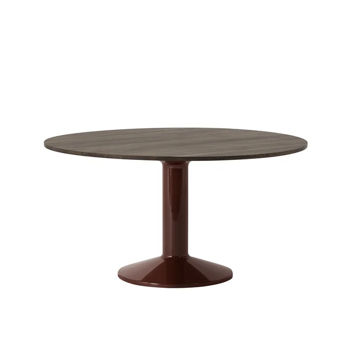 Muuto - Midst Esstisch, Ø 140 cm, Eiche dunkel geölt / dunkelrot