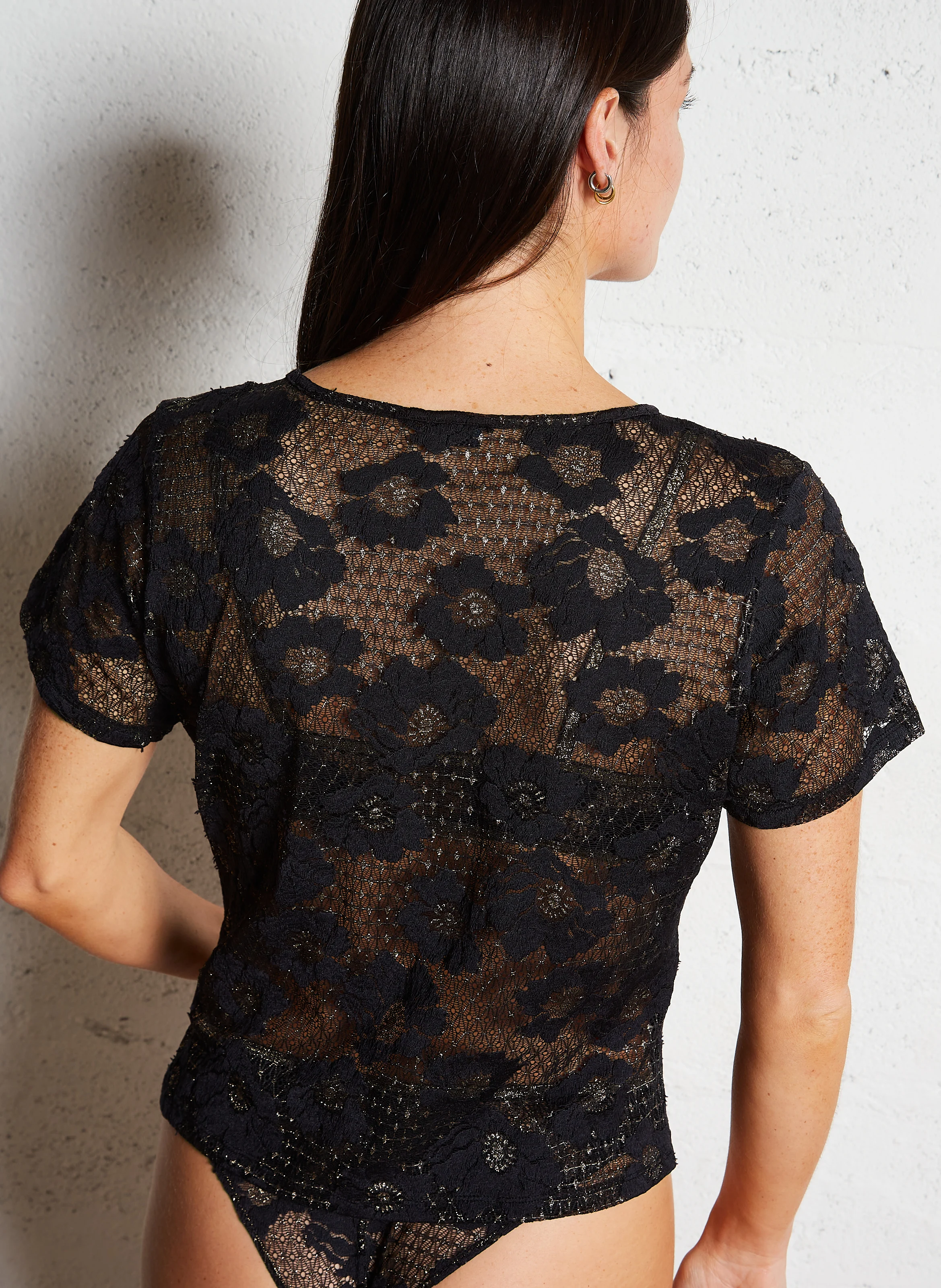 CARLOS FIESTA - Tee-shirt col rond en dentelle| Noir