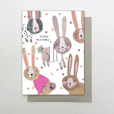 Rabbits Hoppy Birthday Card