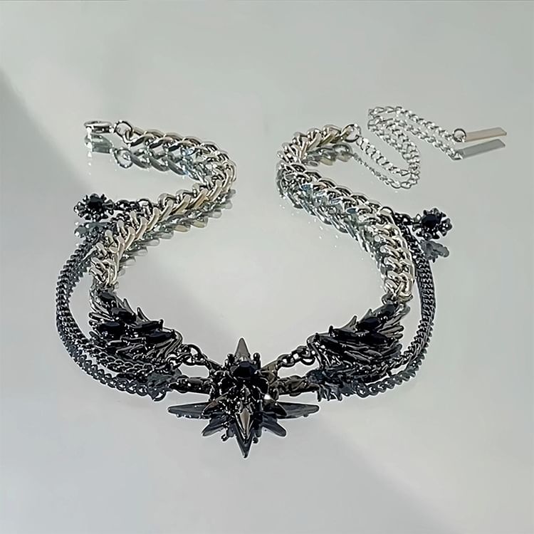Malikasa - Flying Star Rhinestone gelaagde roestvrijstalen choker
