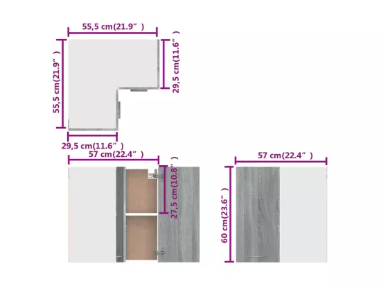 Armoire d'angle suspendue 
