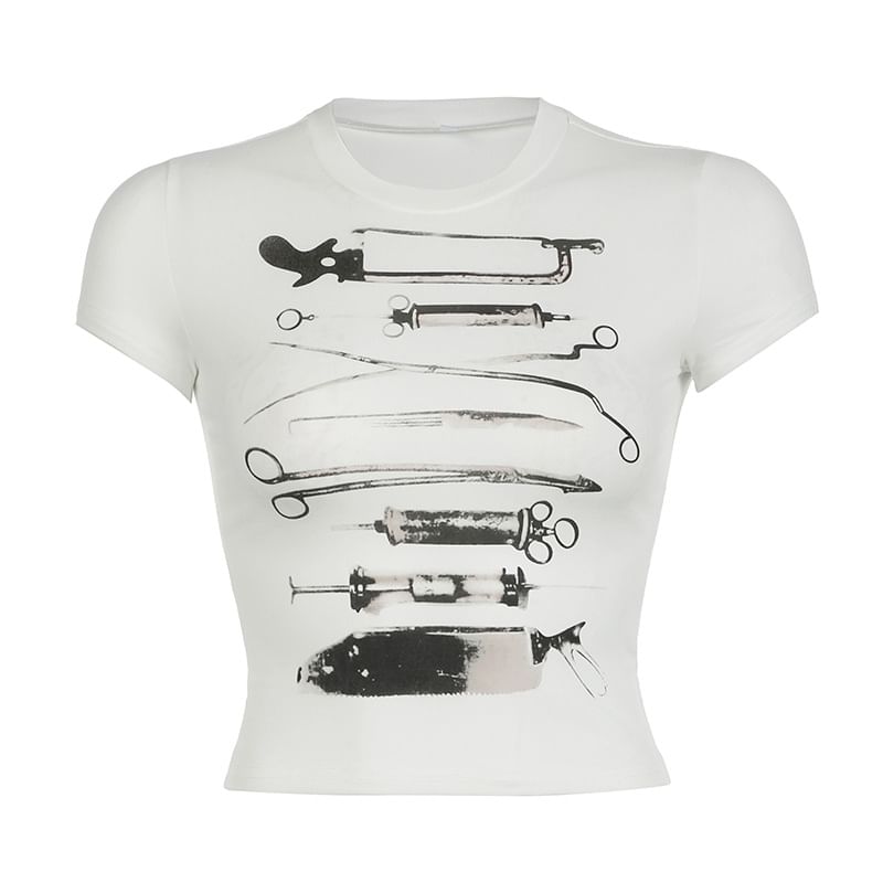 Puffie - T-shirt met korte mouwen en opstaande kraag en print
