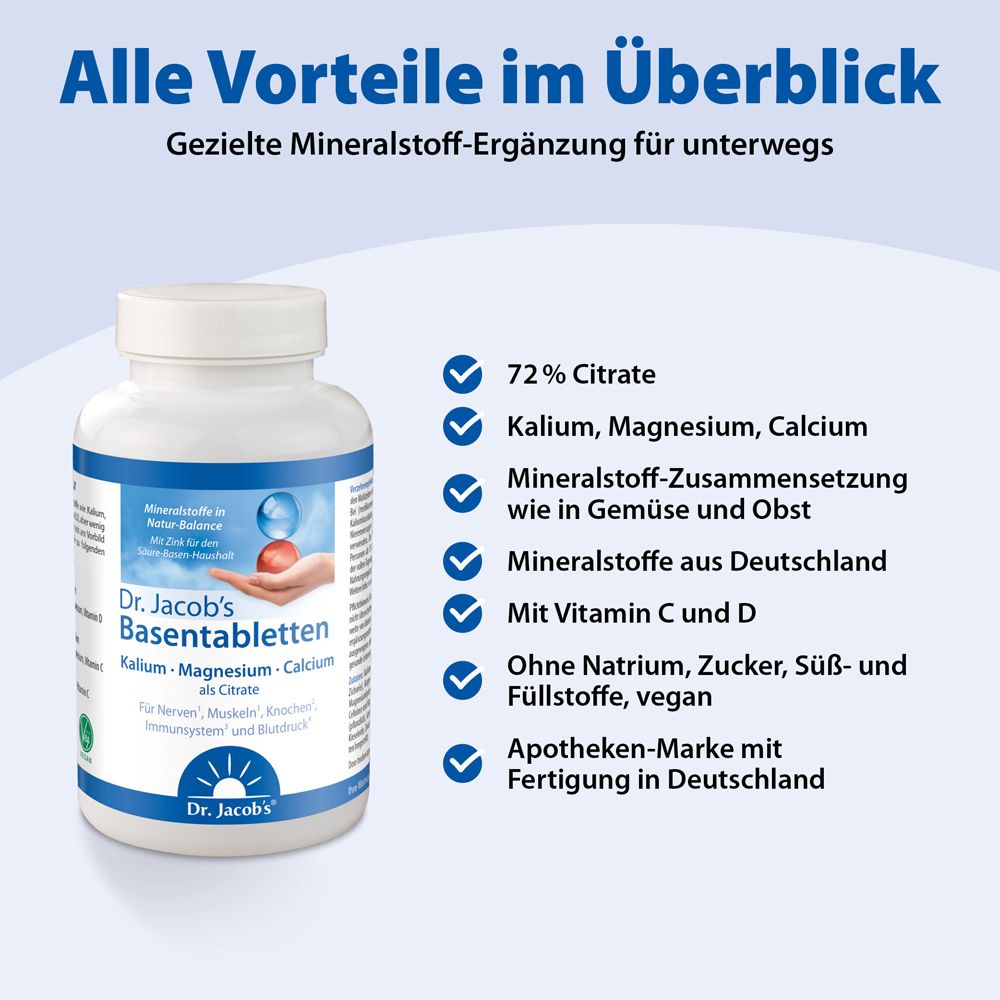 Dr. Jacob's Basentabletten Basen-Citrat-Mineralstoffe Kalium Magnesium Calcium
