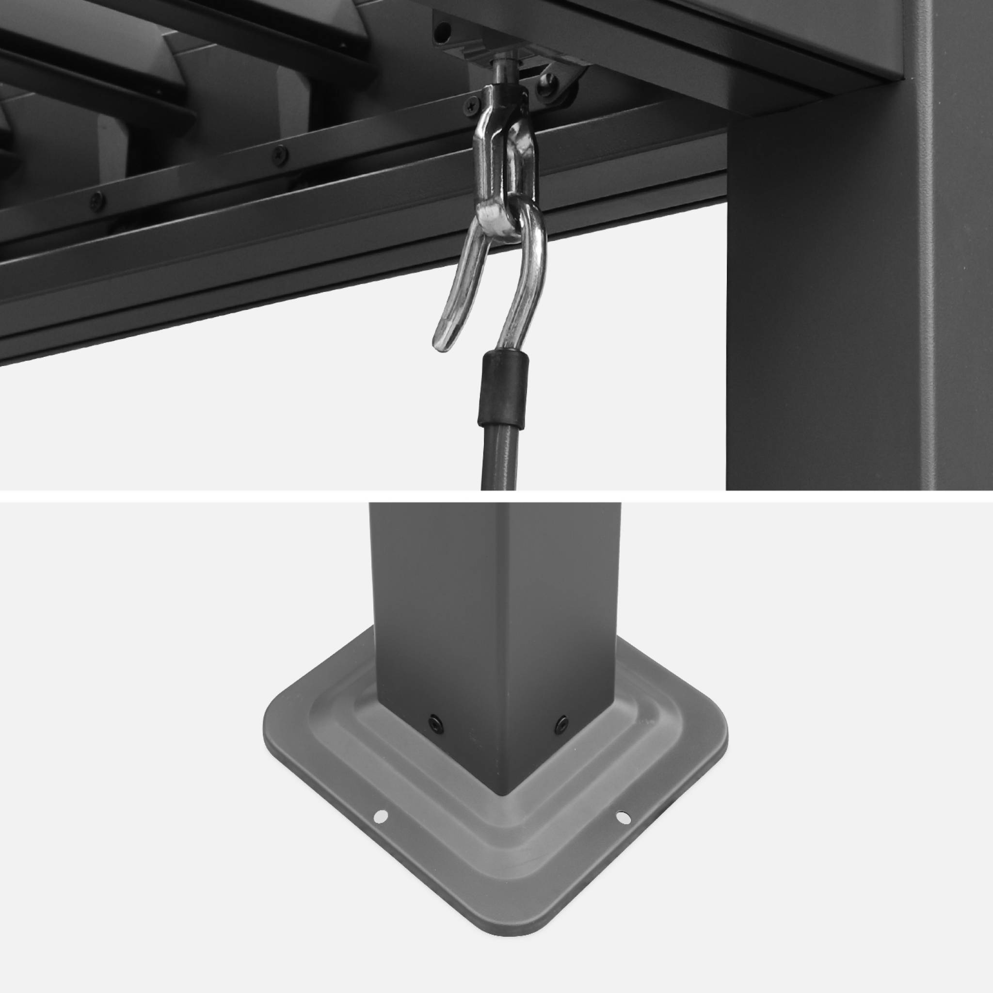Pergola bioclimatique anthracite. Aluminium et acier. 3x4m. Lames orientables