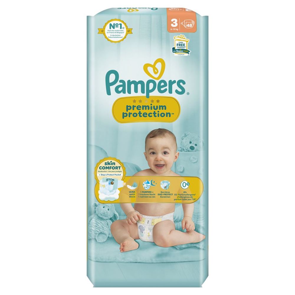PAMPERS Premium Protection<br>48 Stück, Gr3 6-10kg, Midi Vorteilspack