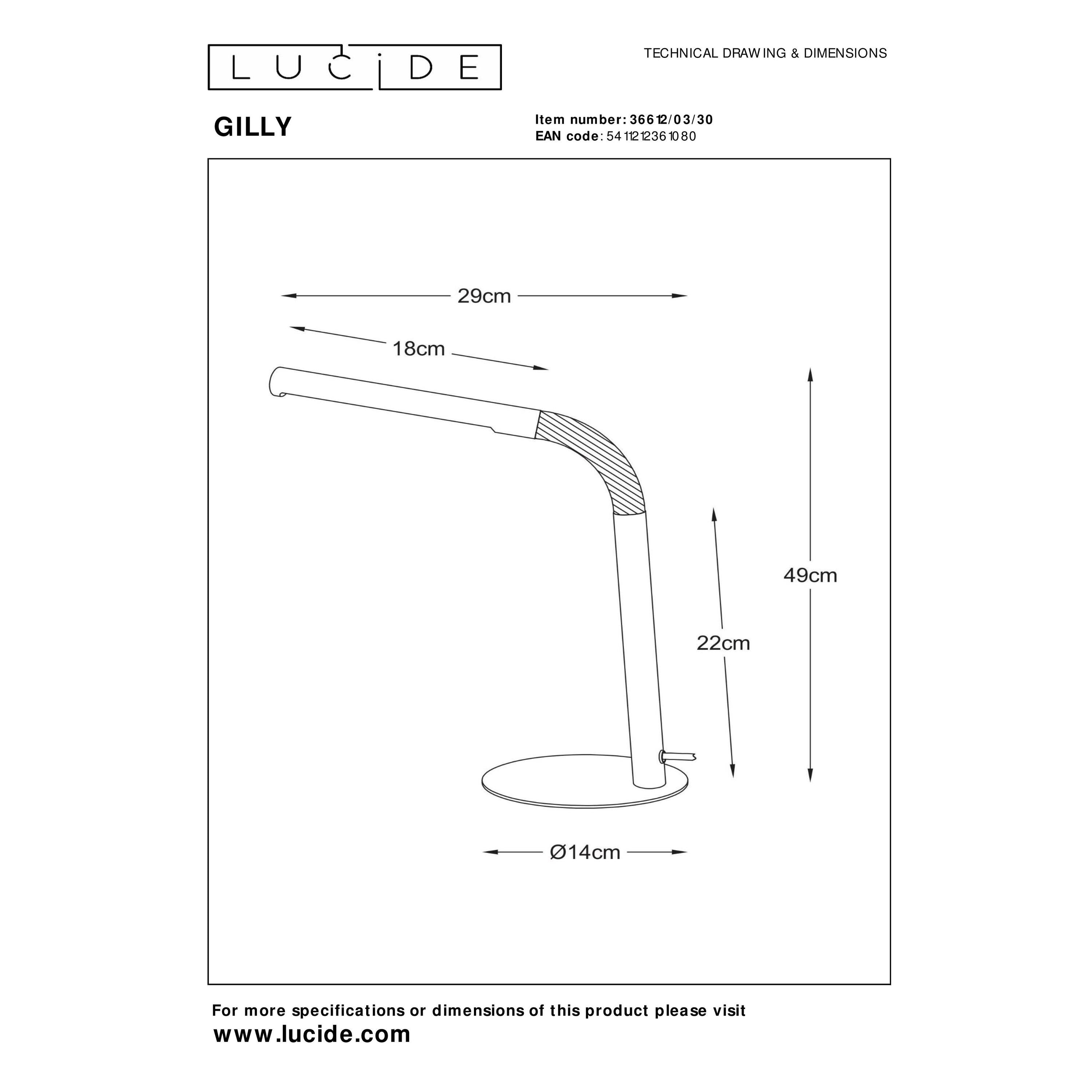Lucide GILLY Bureaulamp - Zwart