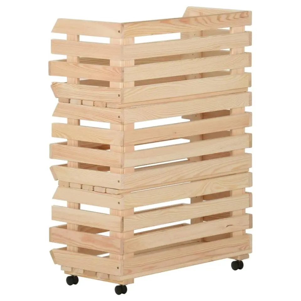 vidaXL - Groentetrolley - Bruin - Grenenhout - 57 x 30 x 80 cm
