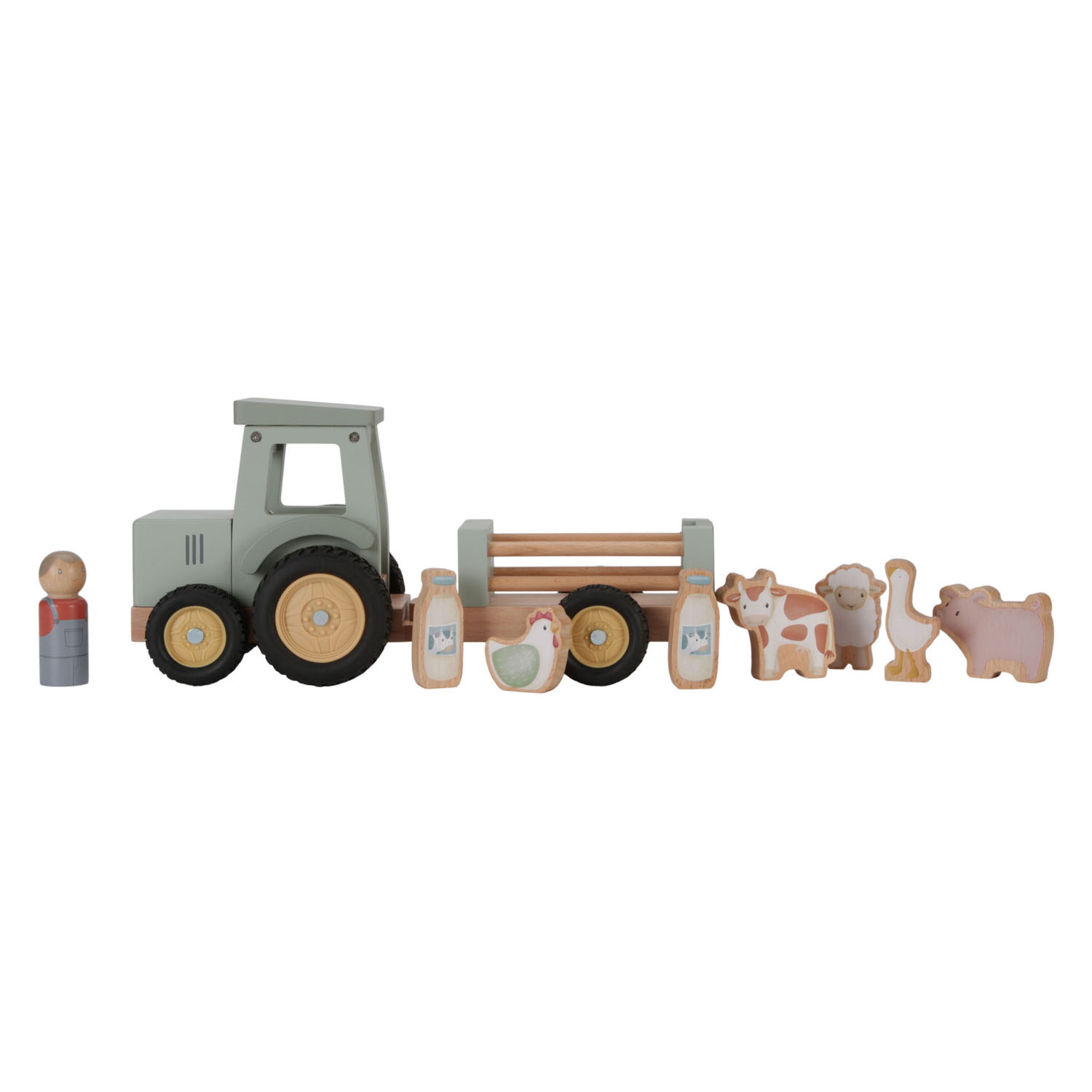 Little Dutch Houten Tractor met Aanhanger en Dieren Speelset