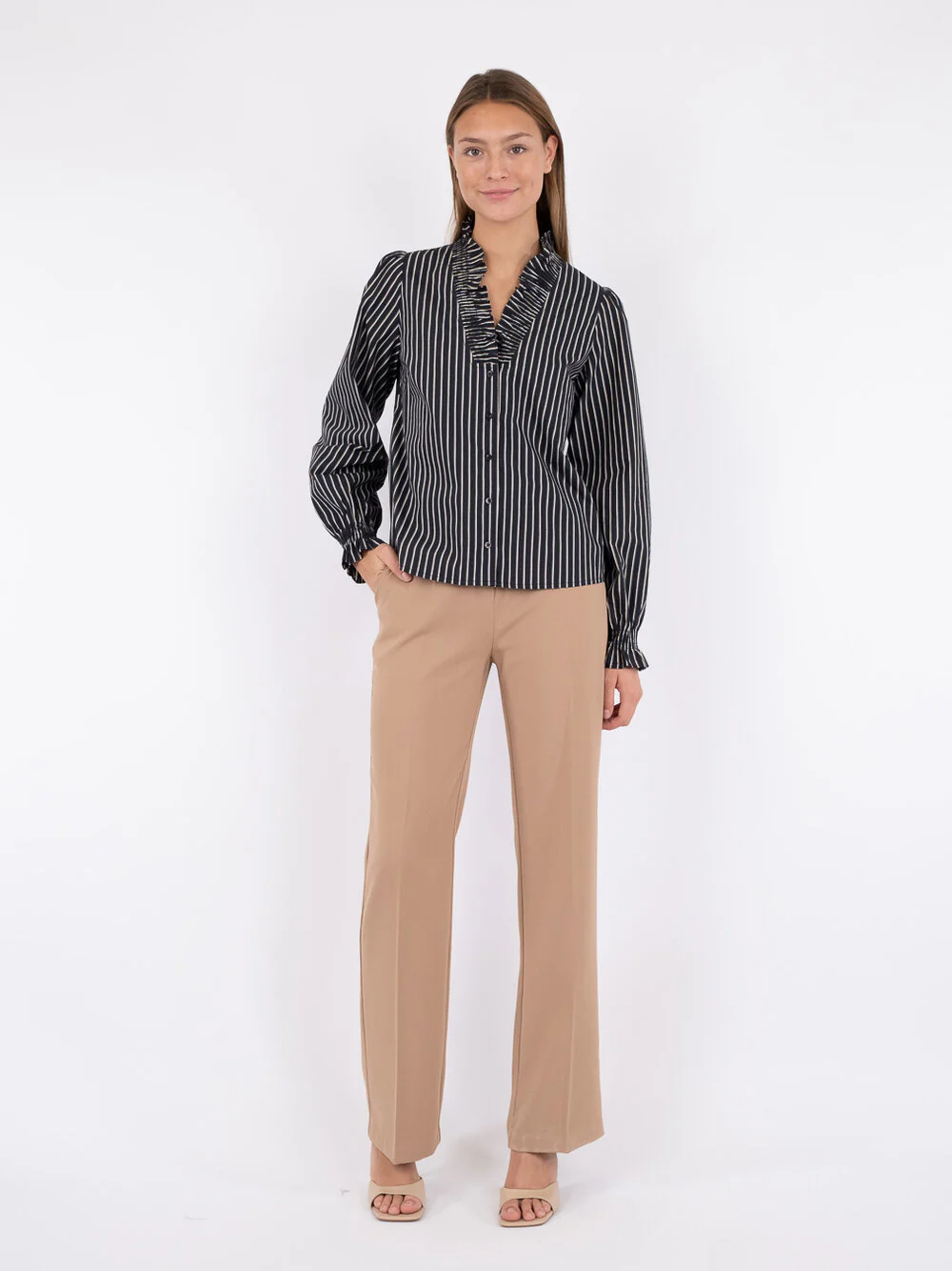 Neo Noir  Brielle Tone Stripe skjorte - sort