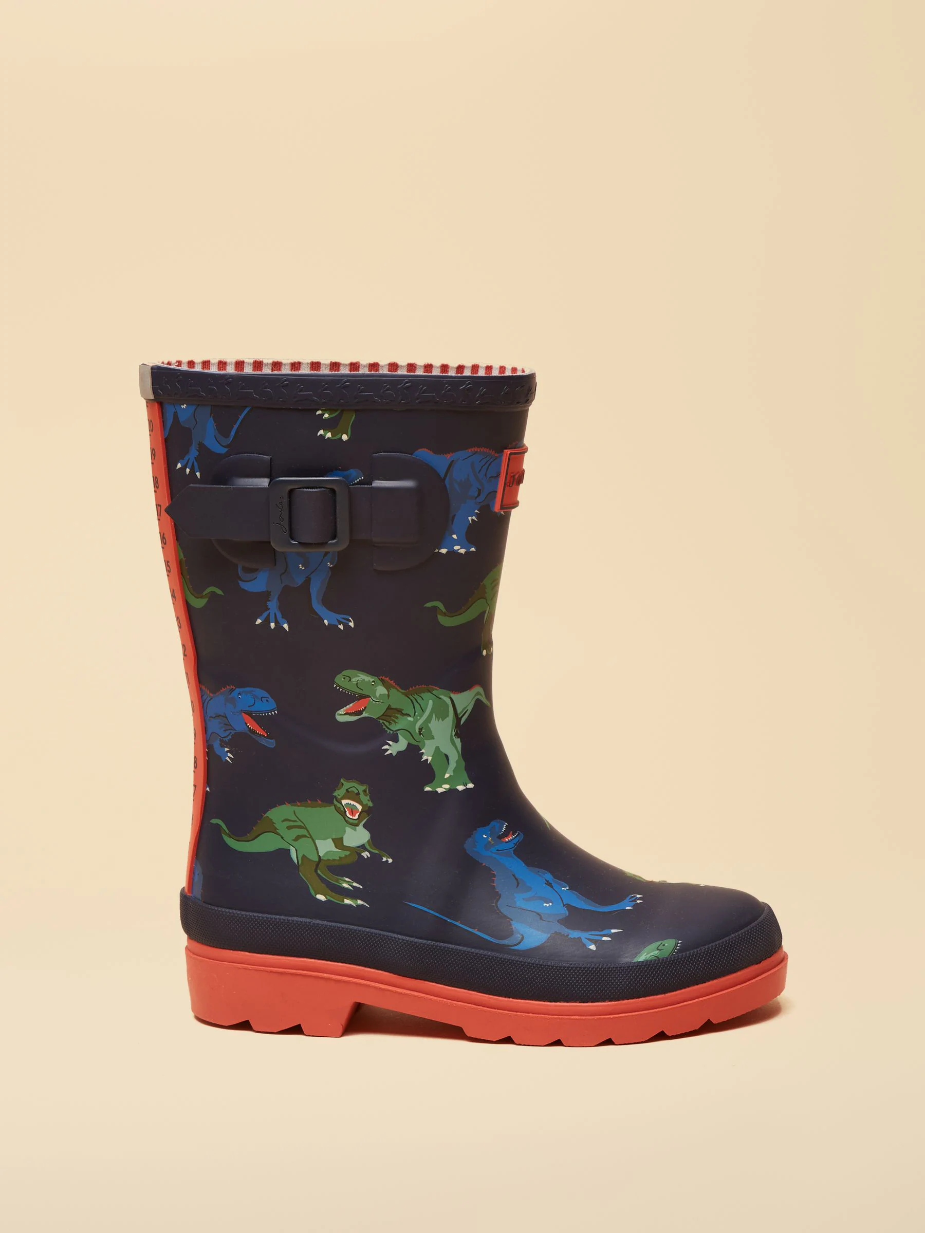 Navy & Red Dinosaur - Joules kinderregenlaarzen met print