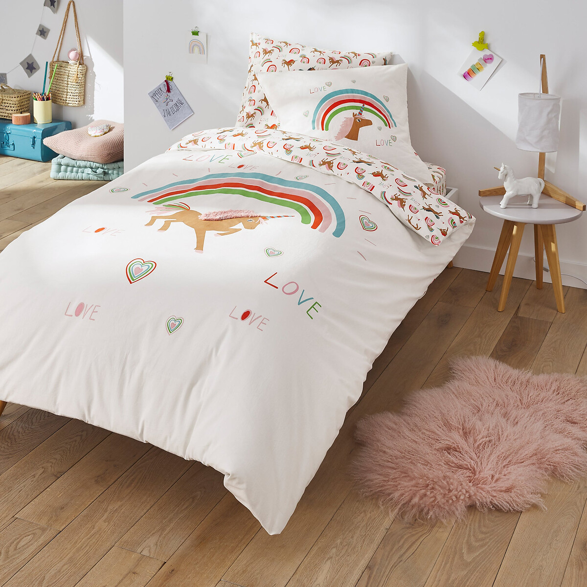 LA REDOUTE INTERIEURS<br>Capa de edredão em algodão orgânico, Licorne