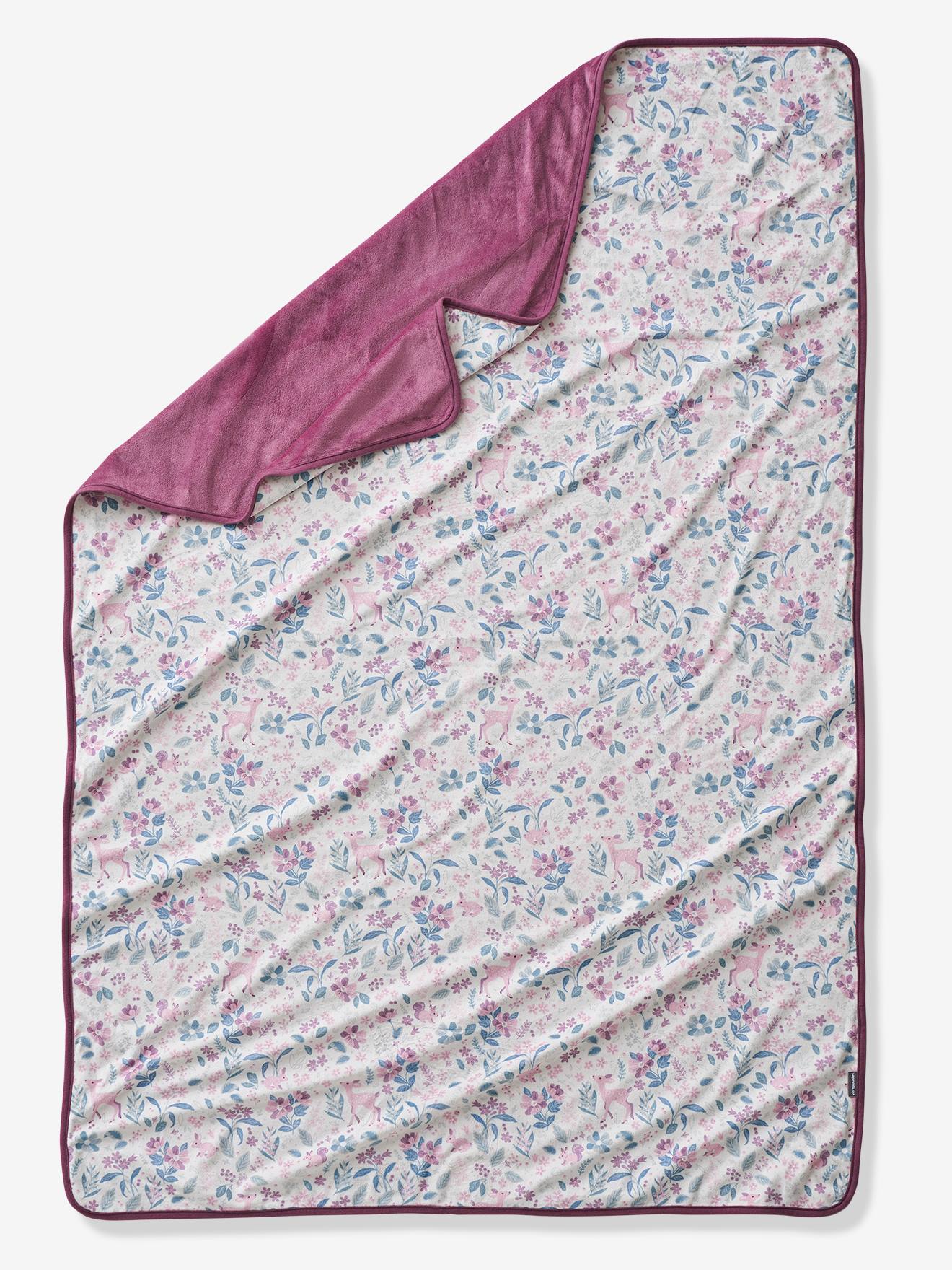 Manta de veludo rosa com estampa 