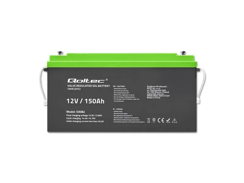 Qoltec - UPS-batteri - 12 V, 41,8 kg - gele - 150 Ah