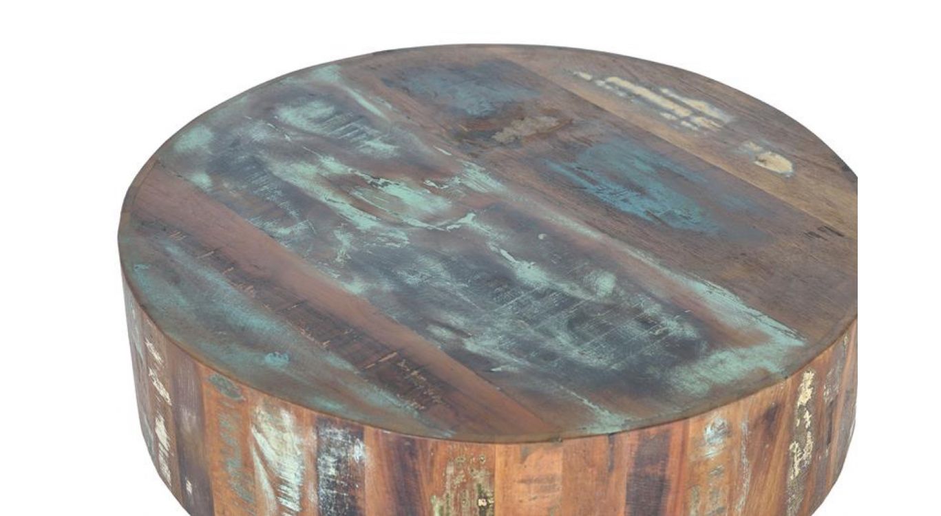 Table basse bois, métal marron 70x70x38cm - bois-métal