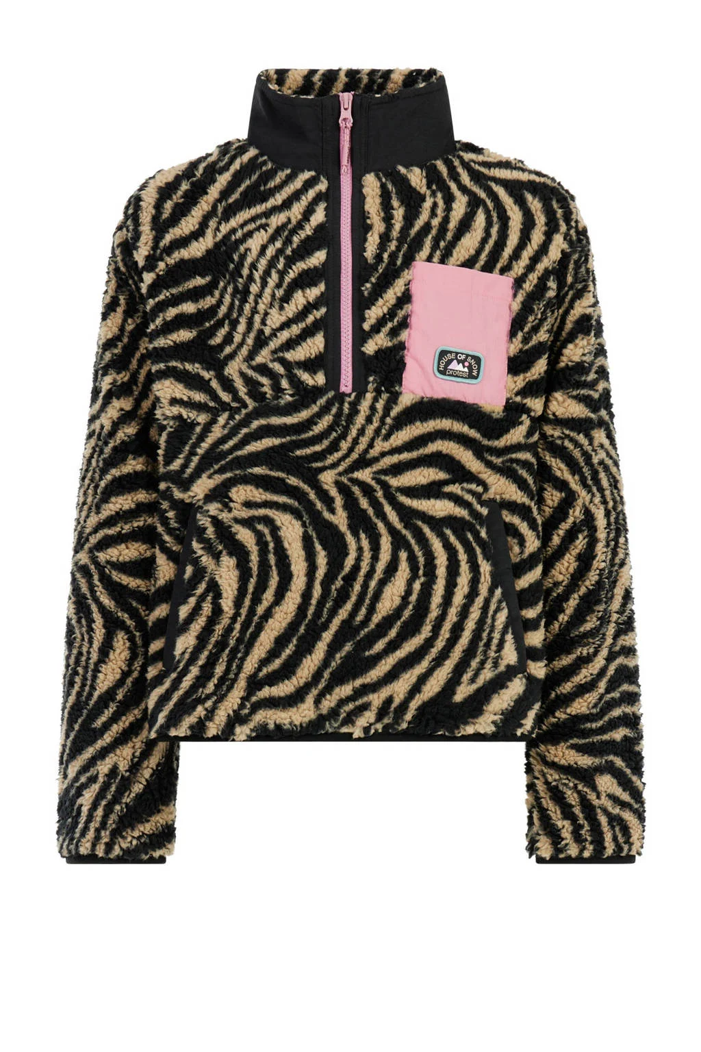 Protest teddy fleece trui camel/zwart