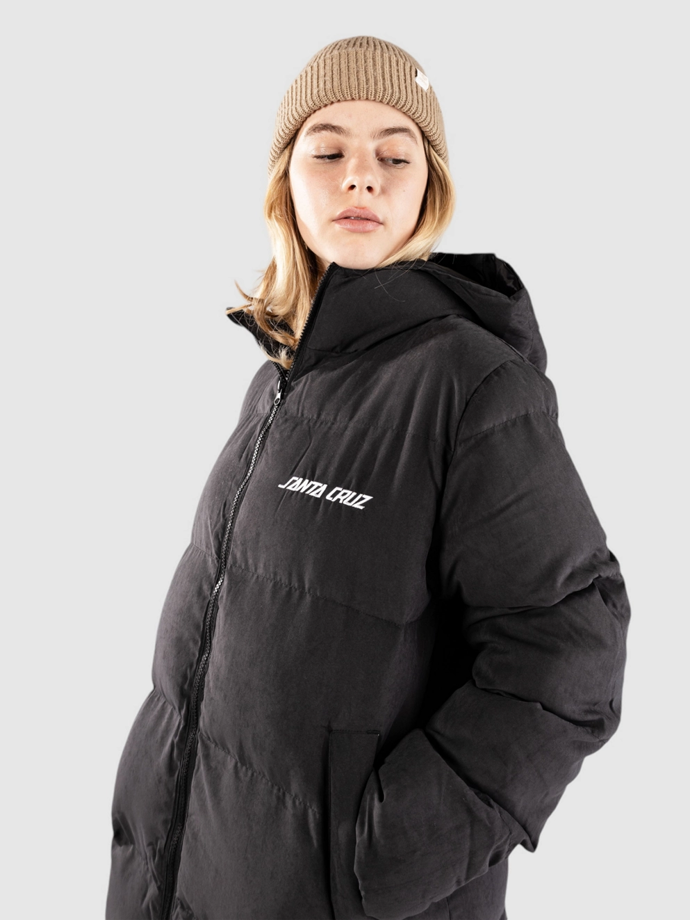 Santa Cruz Strip Long Quilted Jacket black