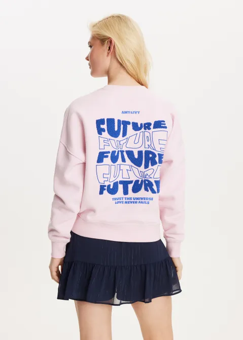 Sweater met print future roze (ROS.L)