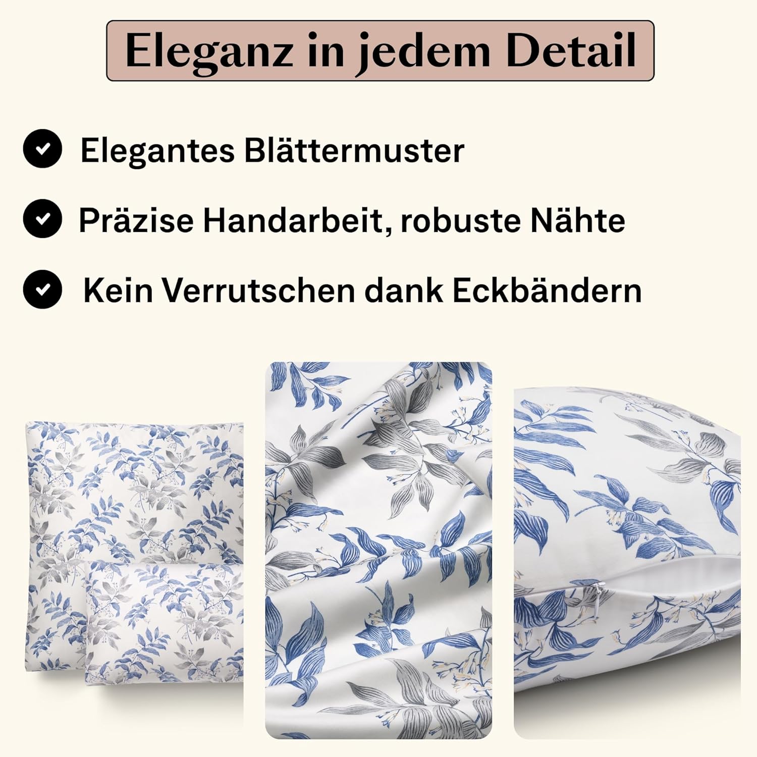 Mako Satin Bettwäsche 135 x 200 cm Floral| 100% langstaplige Baumwolle Bettwäsche Set 135x200 inkl. 40x80 Kissenbezug| Blumenmuster| Hotelbettwäsche 135x200 CARA