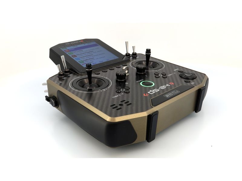 Jeti Fernsteuerung DS-24II Carbon Line Bronze 24 Kanal, Dup Professioneller 24-Kanal-Sender mit Geber auf Rückseite und Carbon-Frontplatte
