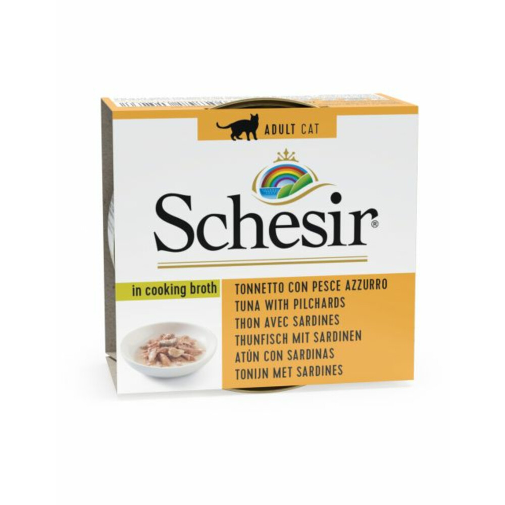 14x Schesir Kattenvoer Gekookte Tonijn en Sardines70 gr