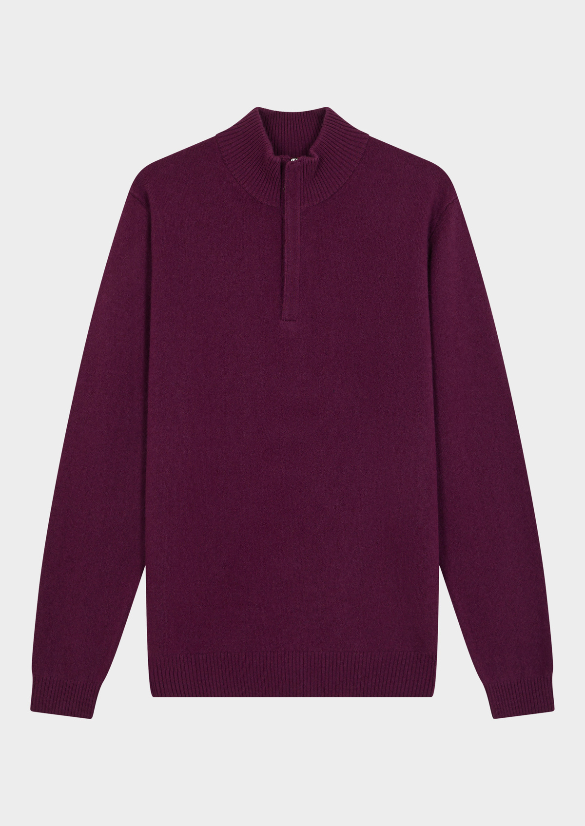 Pull col montant zippé en cachemire uni aubergine