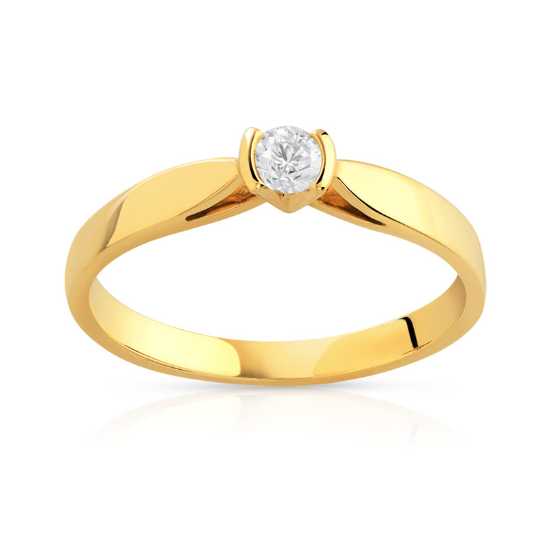 Solitaire or 750 jaune diamant 0,1 carat