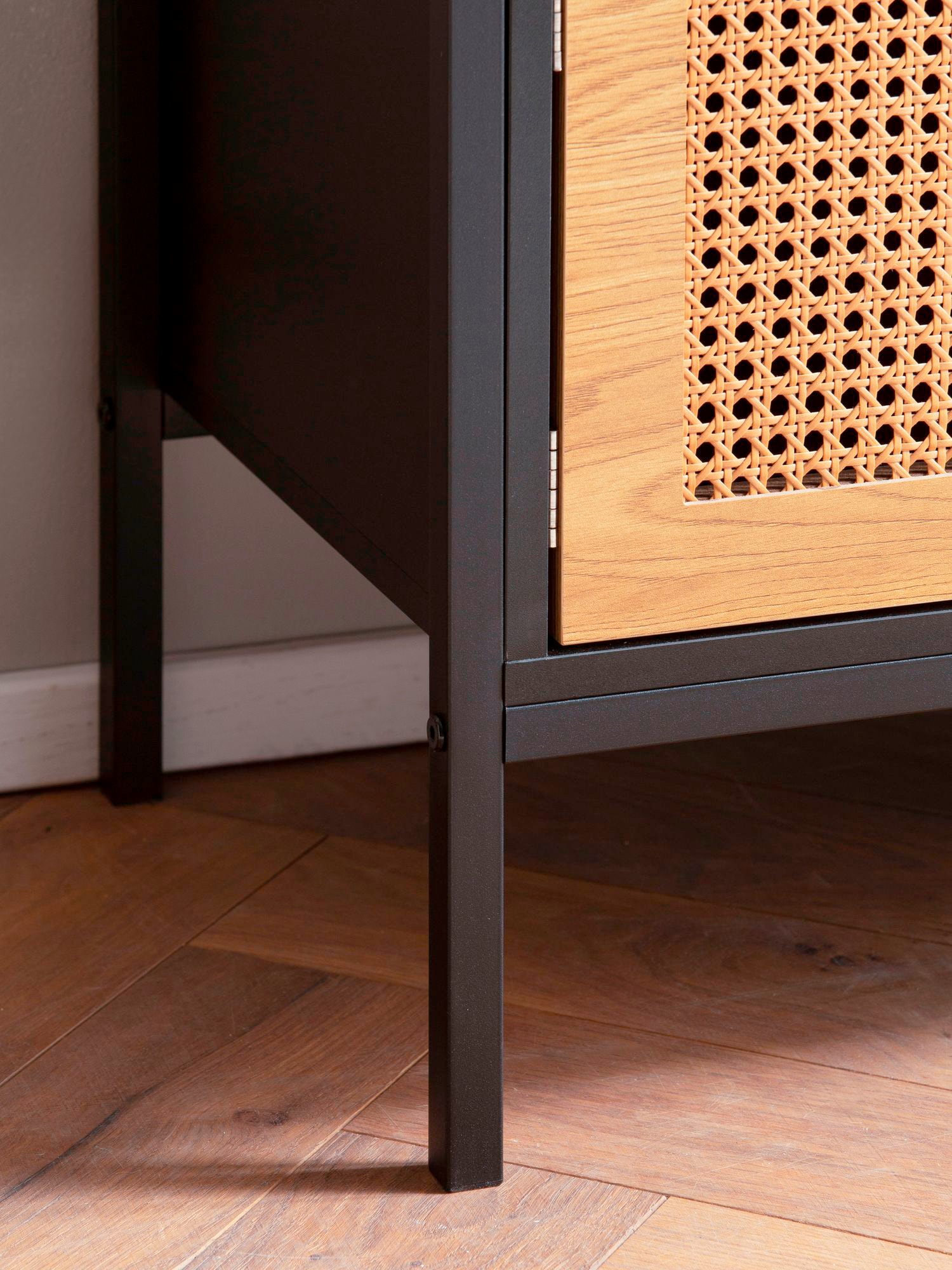 Sideboard 110 x 48 cm Schwarz matt/Braun