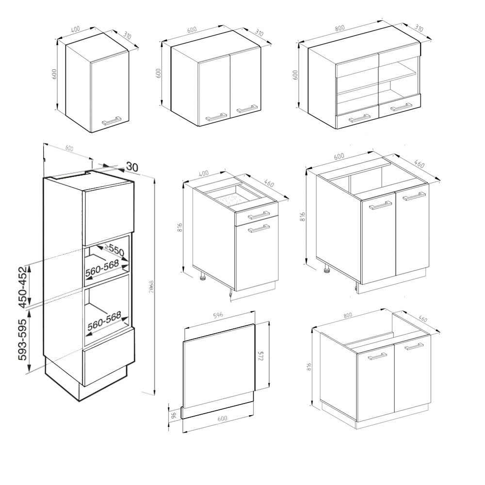 VICCO KÜCHE R-LINE 300 CM KÜCHENZEILE KÜCHENBLOCK EINBAUKÜCHE ANTHRAZIT EICHE