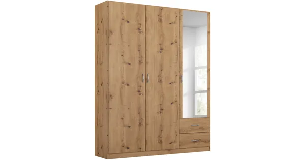 Drehtürenschrank Case Dekor-Druck Eiche Artisan 136 x 197 x 54 cm, mit Spiegel