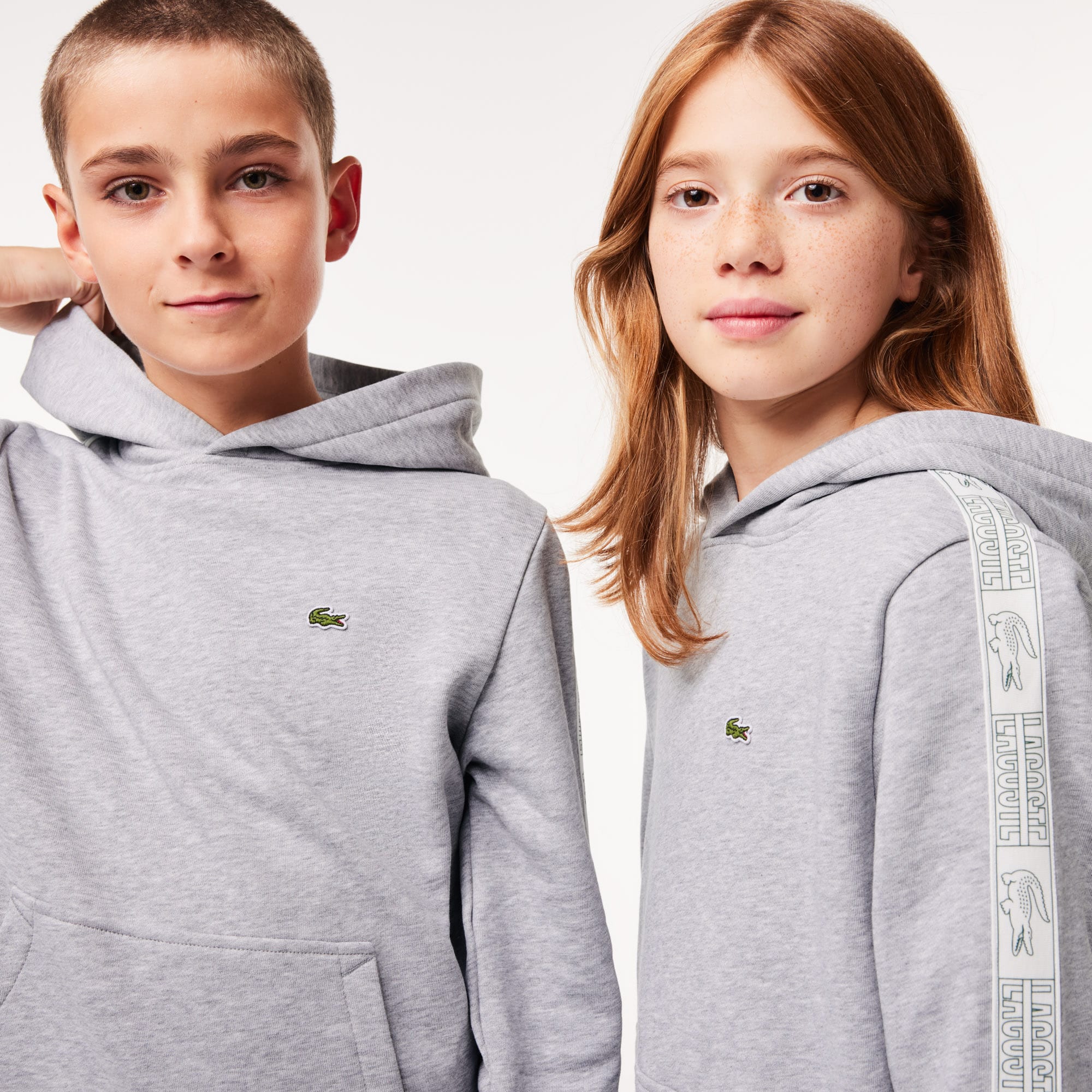 Sweatshirt à capuche en molleton de coton Pullovers & Sweatshirts - Gris - Lacoste - Enfant