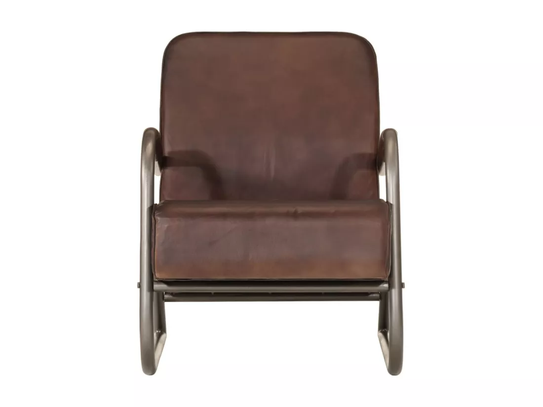 Fauteuil marron cuir véritable