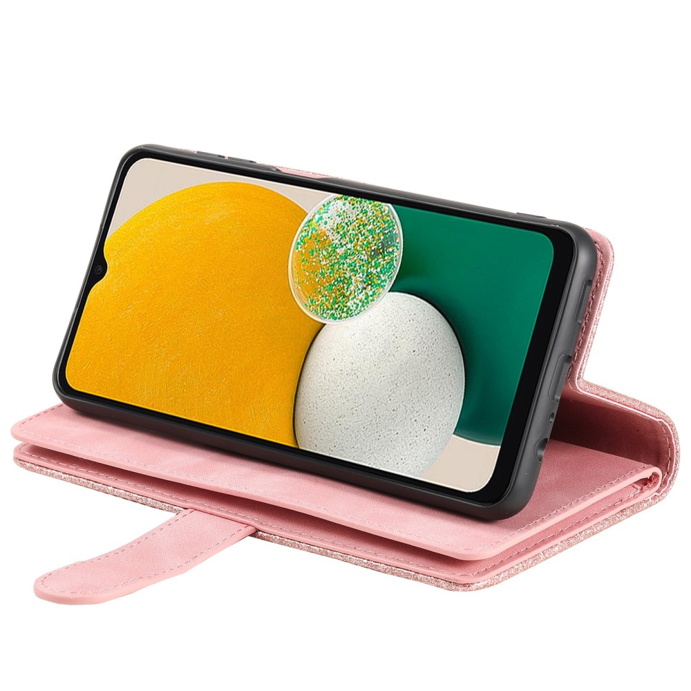 Samsung Galaxy S23 5G Leder Tasche Flip Cover mit Reissverschluss - Rosa / Roségold