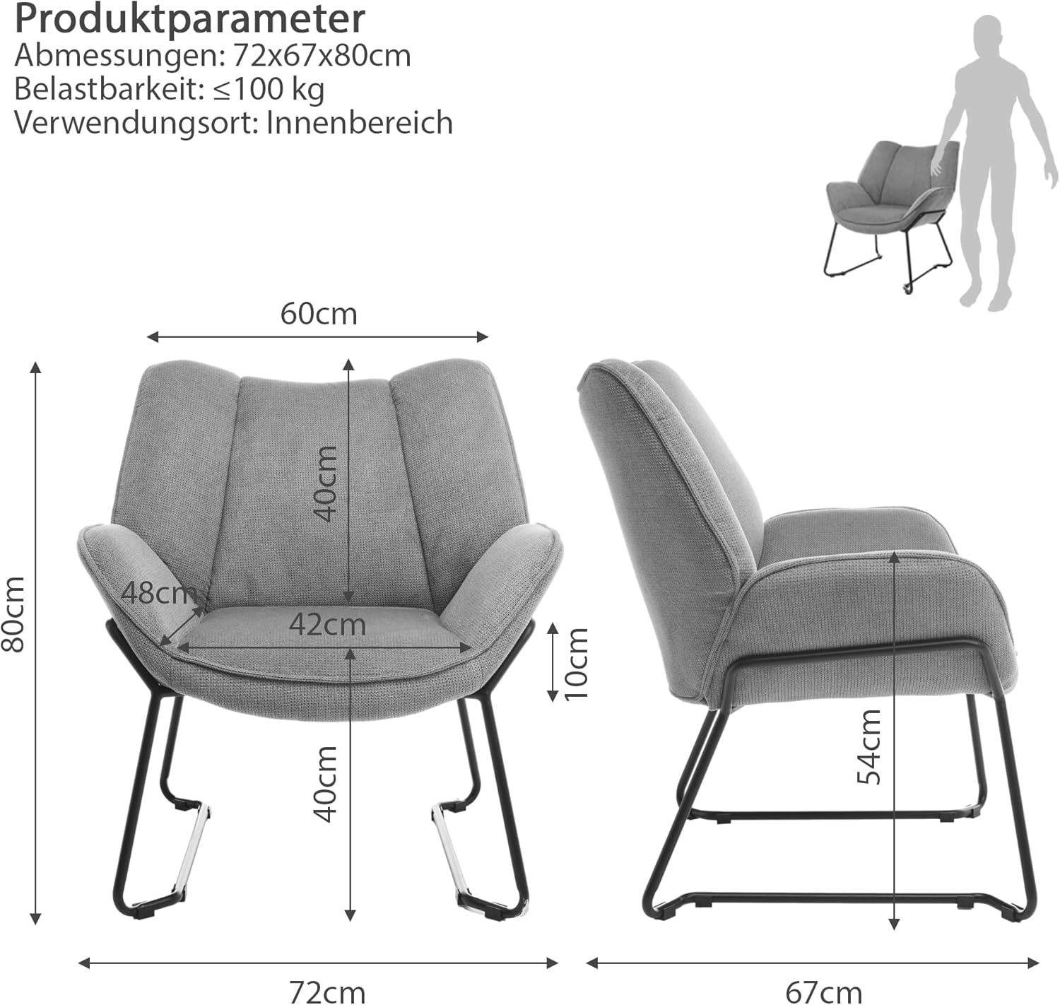 Loungesessel moderner Relaxsessel, Lounge Einzelsofa mit Polster, Lesesessel Balkon Sofa Blütenblattform mit Armlehnen Kleine Couch Schmink Stuhl Sessel Ergonomie, Beige, 72X 67X 80 cm