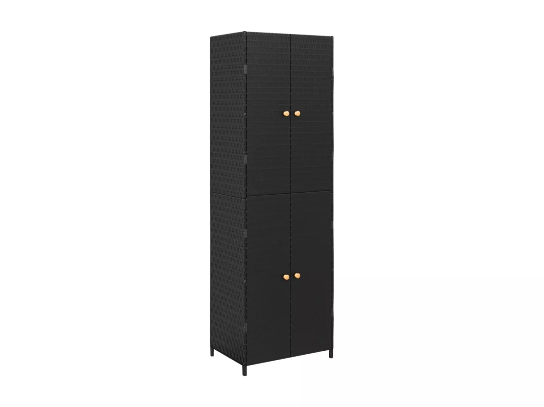 Armoire de rangement de jardin Noir 59x40x180 cm Résine tressée