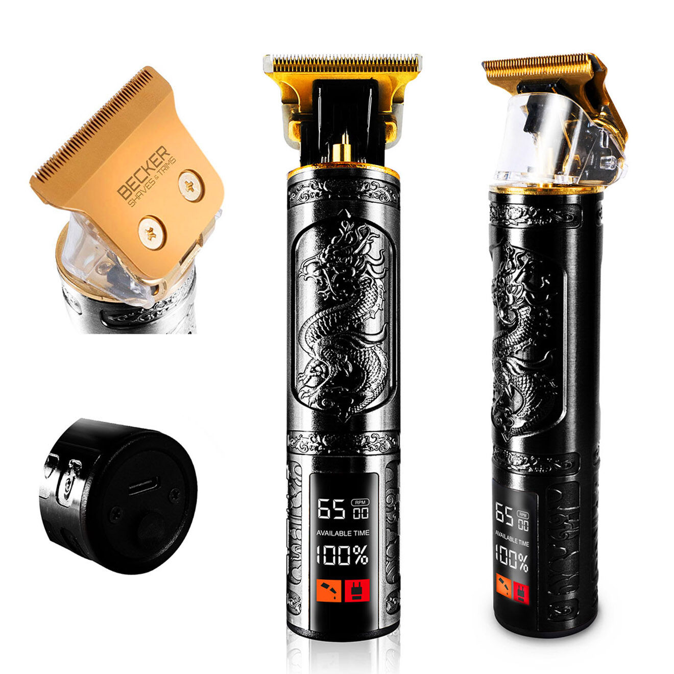 Becker Shaves & Trims Tondeuse sans fil avec ecran led dragon noire