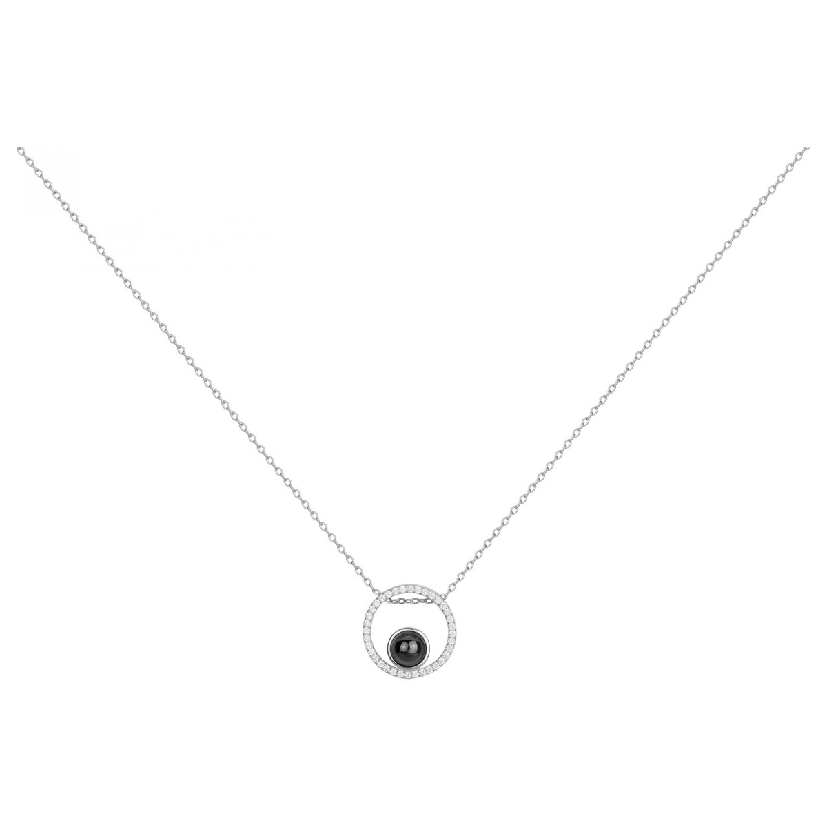 Collier mono-motif en Argent avec oxyde de zirconium blanc