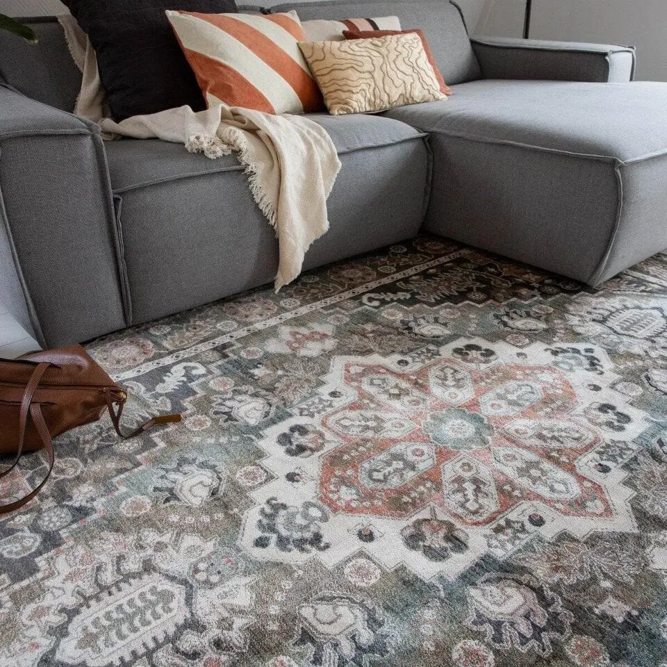 Tier Interieur05 vintage Vloerkleed Laham Roze/Beige/Groen - 300 x 200 cm