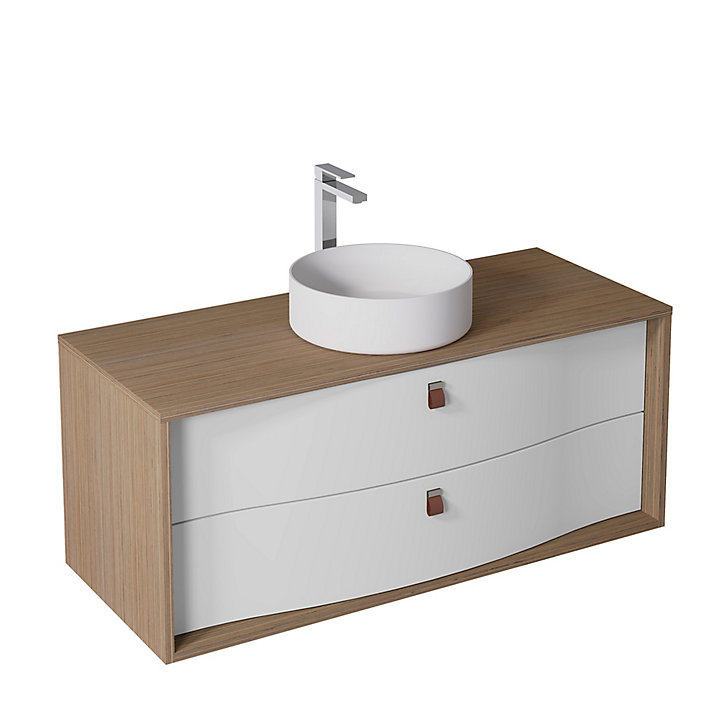 Meuble sous vasque à suspendre Havana blanc mat 2 tiroirs 120 cm