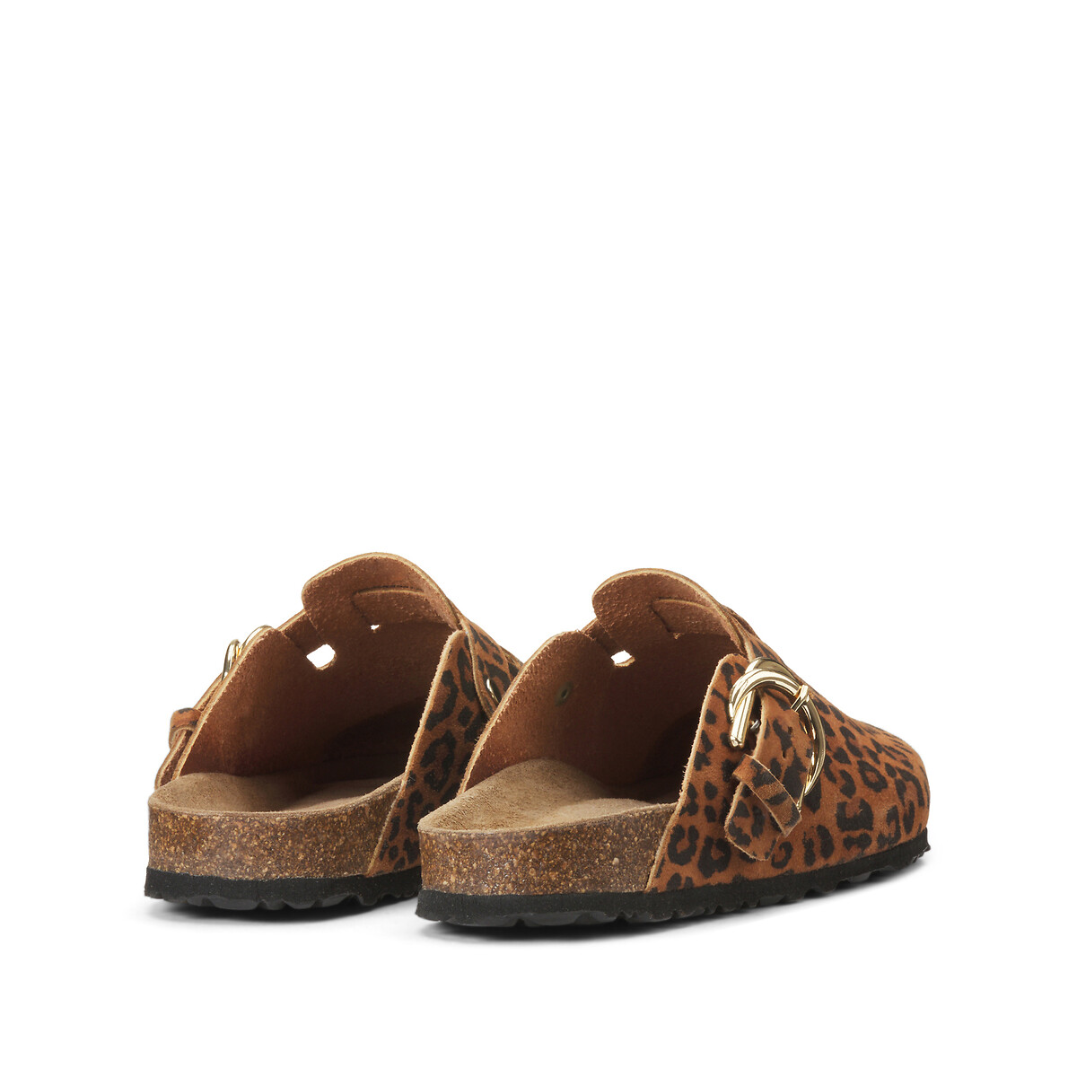 COLEÇÕES LA REDOUTE<br>Mules de couro com estampa de leopardo