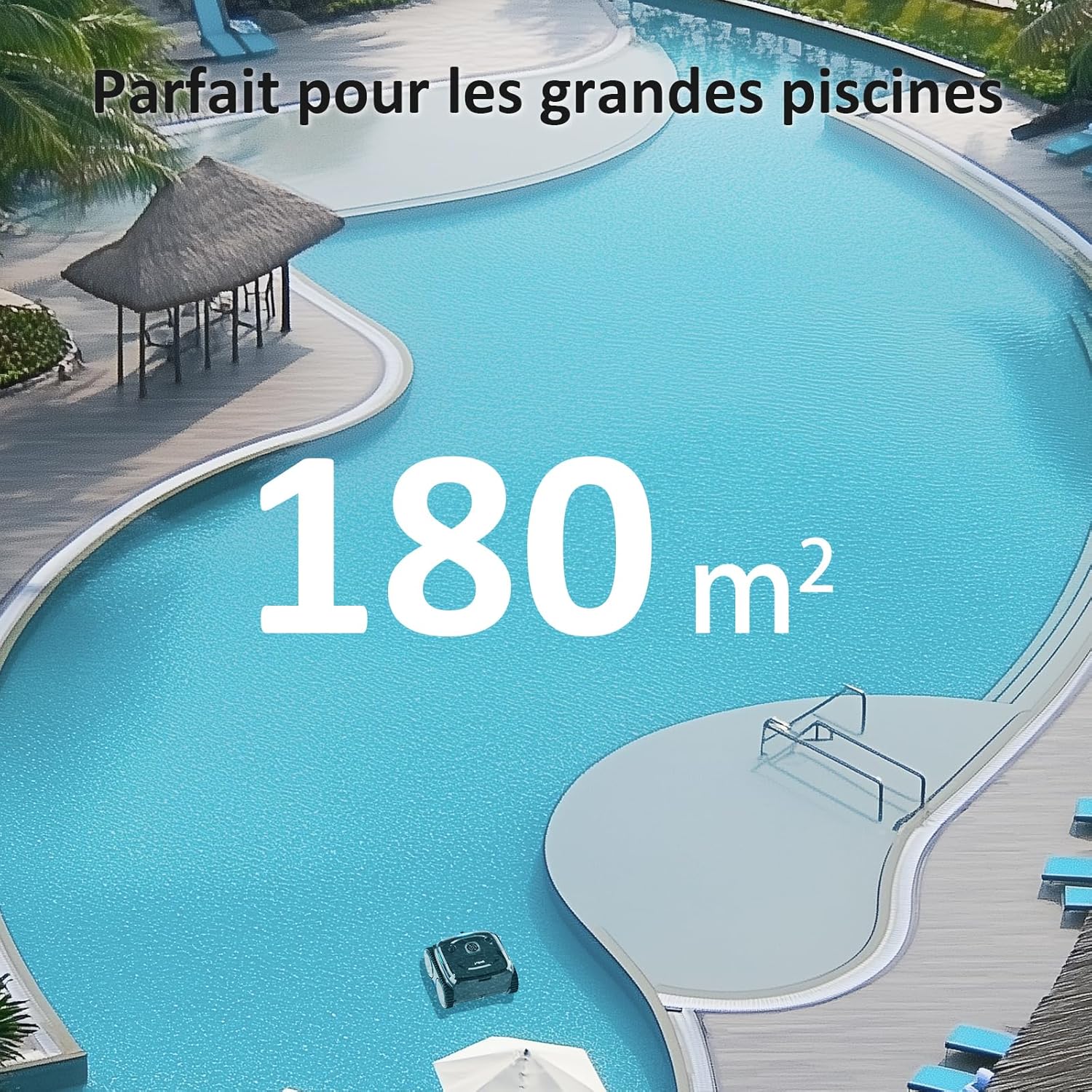 WYBOT C2 Vision AI caméra Robot Piscine sans Fil avec Batterie, Robot de Piscine Sol et Mur, Filtration à Deux Couches, Aspiration puissante, pour piscines enterrées jusqu'à 180㎡